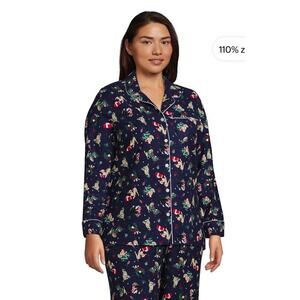 Adult Unisex Lands End Christmas Dogs Navy Flannel Pajama Set Women's XL 18
